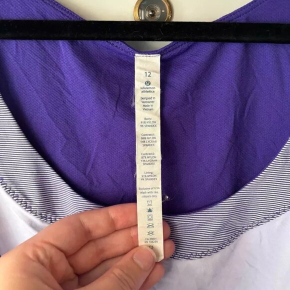Lululemon purple tank with stripe detail and adjustable bottom size 12 - Picture 5 of 7